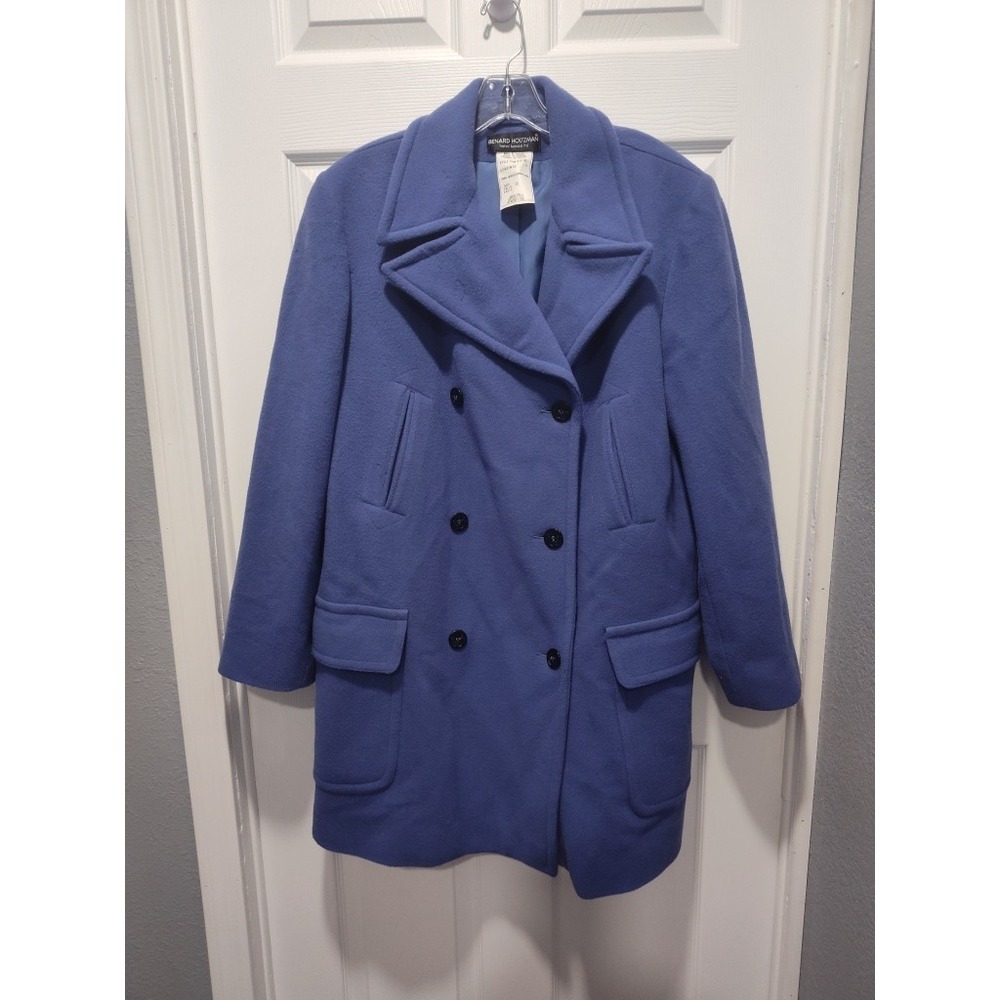 Benard Holtzman Periwinkle 100% Wool Doublebreasted Coat Size 12 NWOT